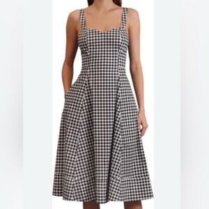 Avec Les Filles Black and White Checkered Midi Dress